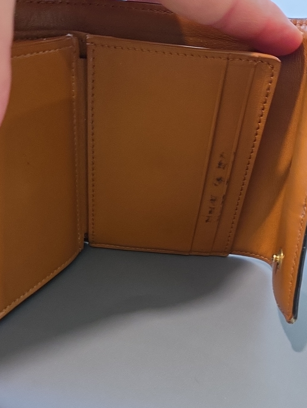 Celine Triomphe Pattern Compact Trifold Wallet in Dark Brown with Tan Accent - Picture 5 of 11